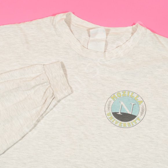 VIntage 1990s Mozilla University Netscape L/S T Shirt in Light Heather Gray XL